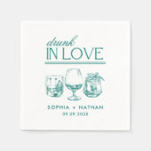 ラヴ飲ィーパーソナライズされたワイングラス結婚ズ スタンダードカクテルナプキン (正面)