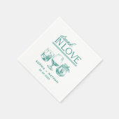 ラヴ飲ィーパーソナライズされたワイングラス結婚ズ スタンダードカクテルナプキン (角)