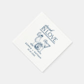 ラヴ飲ィーパーソナライズされたワイングラス結婚ズ スタンダードカクテルナプキン (角)