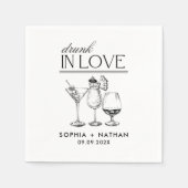 ラヴ飲ィーパーソナライズされたワイングラス結婚ズ スタンダードカクテルナプキン (正面)