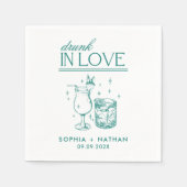 ラヴ飲ィーパーソナライズされたワイングラス結婚ズ スタンダードカクテルナプキン (正面)