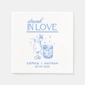 ラヴ飲ィーパーソナライズされたワイングラス結婚ズ スタンダードカクテルナプキン (正面)