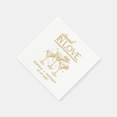 ラヴ飲ィーパーソナライズされたワイングラス結婚ズ スタンダードカクテルナプキン (角)