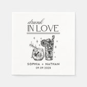 ラヴ飲ィーパーソナライズされたワイングラス結婚ズ スタンダードカクテルナプキン (正面)