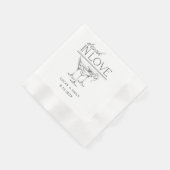 ラヴ飲ィーパーソナライズされたワイングラス結婚ズ 縁ありカクテルナプキン (角)