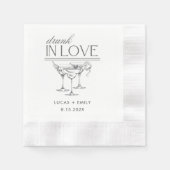 ラヴ飲ィーパーソナライズされたワイングラス結婚ズ 縁ありカクテルナプキン (正面)