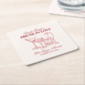 ラヴ飲カクテルバチェロレッテ週末 スクエアペーパーコースター (アングル)