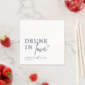 ラヴ飲ネイビーブルーナプキンパーソナライズされたズ スタンダードカクテルナプキン (インサイチュ)