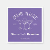 ラヴ飲パープルパーソナライズされたのナ結婚プキン スタンダードカクテルナプキン (正面)