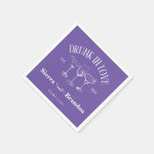 ラヴ飲パープルパーソナライズされたのナ結婚プキン スタンダードカクテルナプキン (角)