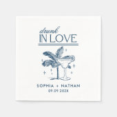 ラヴ飲ビーチ結婚式ナパーソナライズされたプキンス スタンダードカクテルナプキン (正面)