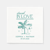 ラヴ飲ビーチ結婚式ナパーソナライズされたプキンス スタンダードカクテルナプキン (正面)