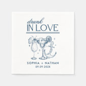 ラヴ飲ビーチ結婚式ナパーソナライズされたプキンス スタンダードカクテルナプキン (正面)