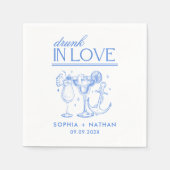 ラヴ飲ビーチ結婚式ナパーソナライズされたプキンス スタンダードカクテルナプキン (正面)