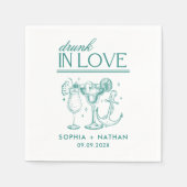 ラヴ飲ビーチ結婚式ナパーソナライズされたプキンス スタンダードカクテルナプキン (正面)