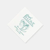 ラヴ飲ビーチ結婚式ナパーソナライズされたプキンス スタンダードカクテルナプキン (角)