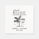 ラヴ飲ビーチ結婚式ナパーソナライズされたプキンス スタンダードカクテルナプキン (正面)