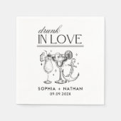 ラヴ飲ビーチ結婚式ナパーソナライズされたプキンス スタンダードカクテルナプキン (正面)