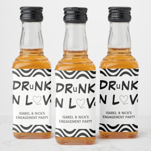 ラヴ飲婚約パーティ白黒 リキュールボトルラベル (ボトル)