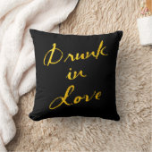 ラヴ飲金ゴールド&ブラック枕 クッション (ブランケット)