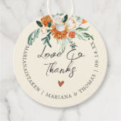 ラヴ&オ感謝していレンジフラワーズアイボリー結婚ズ フェイバータグ (正面)