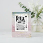 ラヴ&グ感謝していラム水の色の金ゴールドありがとう写真 ポストカード (スタンド正面)