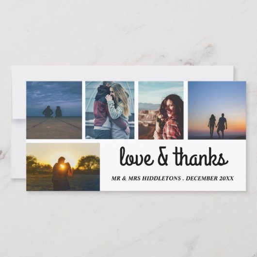 ラヴ&ス感謝していトプの写真コラージュ5枚 サンキューカード (正面)