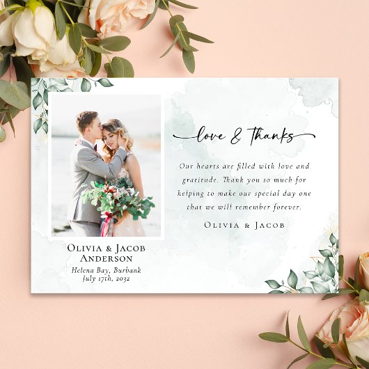 ラヴ&ユ感謝していーカリフォトズ結婚ス サンキューカード