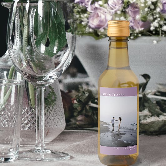 ラヴ&ラベ感謝していンダシンプルー結婚の写真ミニ ワインラベル