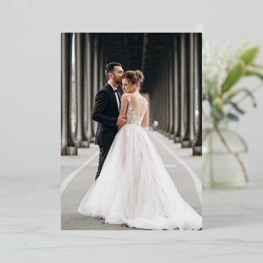 ラヴ&感謝していゴールドフォイル結婚のサンキューカード 箔招待状 (立ち正面)