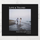 ラヴ&感謝していシンプルブモダンラック結婚の写真 スパークリングワインラベル (シングルラベル)