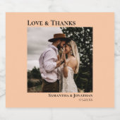 ラヴ&感謝していミニマルコーラルピーチ結婚ズ スパークリングワインラベル (シングルラベル)