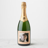 ラヴ&感謝していミニマルコーラルピーチ結婚ズ スパークリングワインラベル (正面)