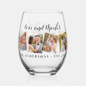 ラヴ&感謝していモダンカスタムフォトコラージュ結婚ズ ステムなしワイングラス (裏面)