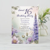 ラークスパーウォーターリリーフローラスウィート16バースデーパーティー 招待状 (スタンド正面)