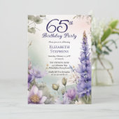 ラークスパー | ウォーター リリー 花 65歳の誕生日パーティー 招待状 (スタンド正面)
