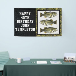 ラーゲムウスバスカッコいい魚釣りメンズ誕生日迷彩柄B 横断幕