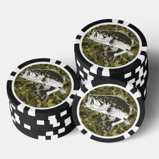ラーゲムウスベース魚釣りカモフラージュスポクールーツ ポーカーチップ (積み重ね)