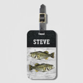 ラーゲムウスベース魚釣りトリップネームクールアングラー ラゲッジタグ (正面縦)