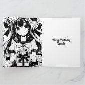 ラージかわいらしアニメガールパーソナライズされた誕生日 カード (内部)