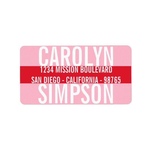 ラージはっきりしたタイプ赤ピンクキャンディストライプカラーモダン ラベル (正面)