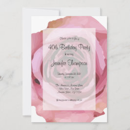 ラージはっきりしたパープル春バラ誕生日招待状 招待状