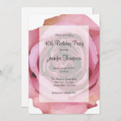 ラージはっきりしたパープル春バラ誕生日招待状 招待状 (正面/裏面)