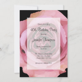 ラージはっきりしたパープル春バラ誕生日 招待状