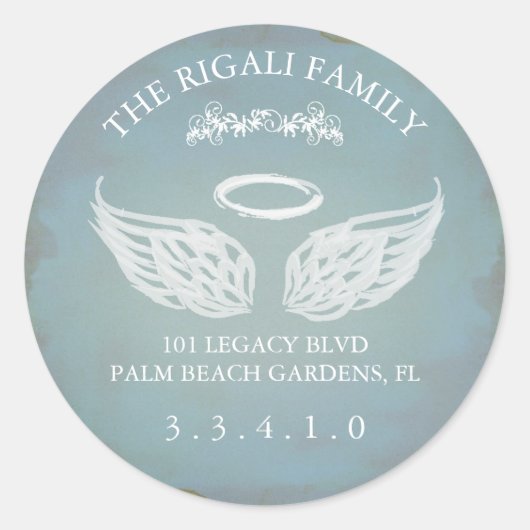 ラージアングルウィング差出人住所シール ラウンドシール (正面)