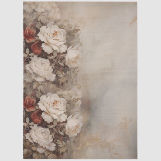 ラージインスパイアエレガントヴィンテージ紅白バラ 薄葉紙 (正面)