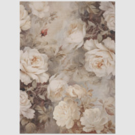 ラージインスパイアヴィンテージエレガントホワイトローズ 薄葉紙