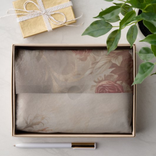 ラージインスパイアヴィンテージエレガントホワイトローズ 薄葉紙 (ギフト)