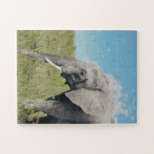 ラージエキゾチックグレーエレファント歩く ジグソーパズル (横)