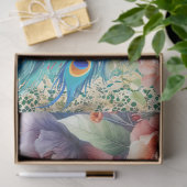 ラージエレガントピーコック、花模様&レースデクページ 薄葉紙 (ギフト)